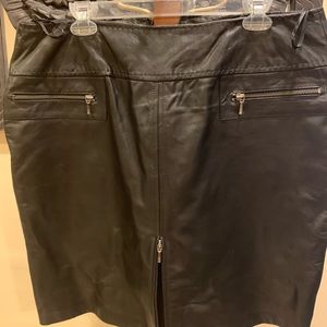 Designer Black leather skirt